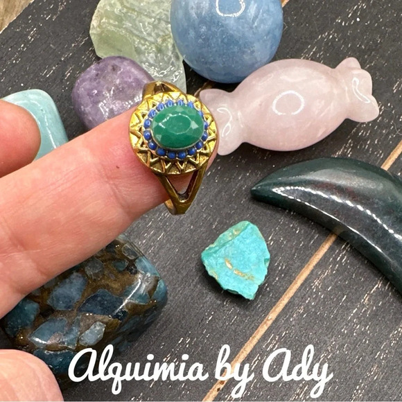 Victorian multicolored antique gold jeweled tone cocktail ring - Picture 2 of 3